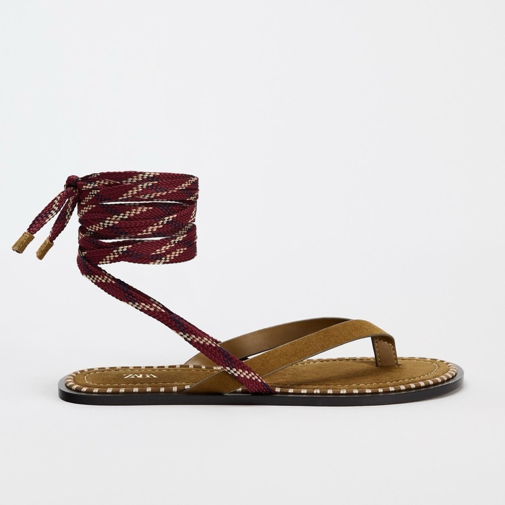 Zara flat sandals with laces